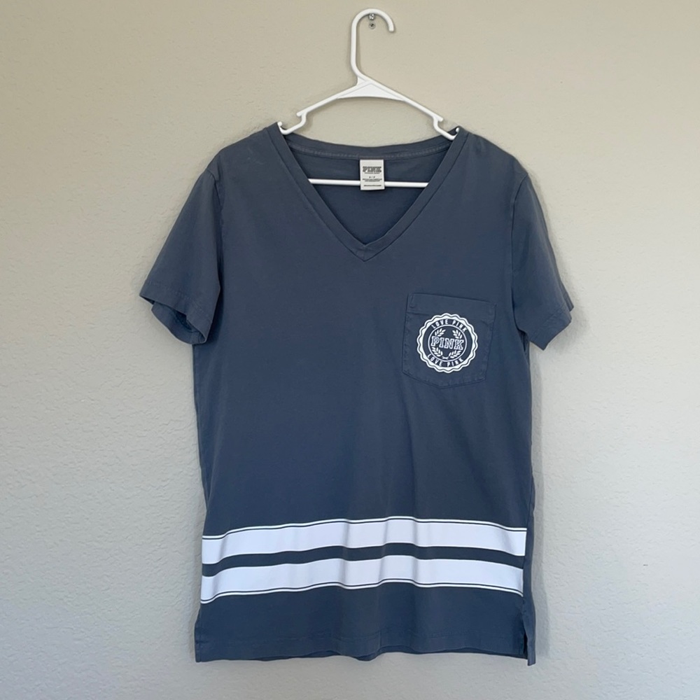 Pink Oversized V Neck T Shirt XS